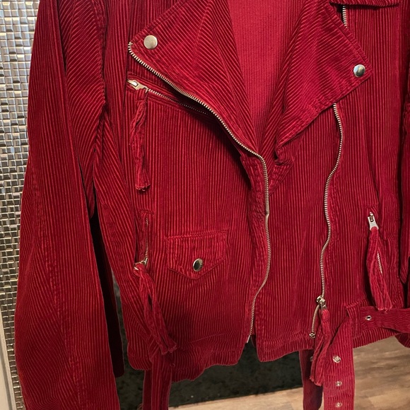 Women’s red corduroy biker jacket - Picture 5 of 5